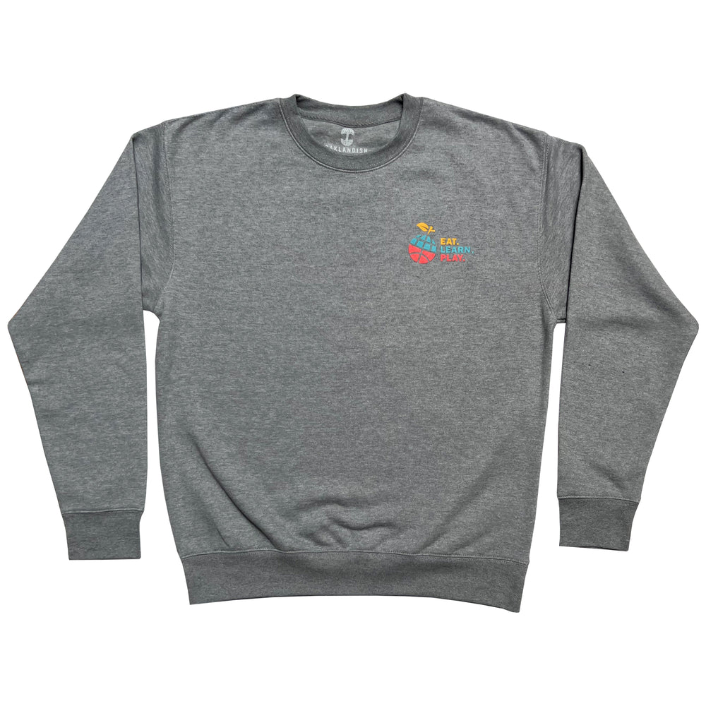 Eat. Learn. Play. 3-Icon Heavyweight Crewneck - Grey/Multi