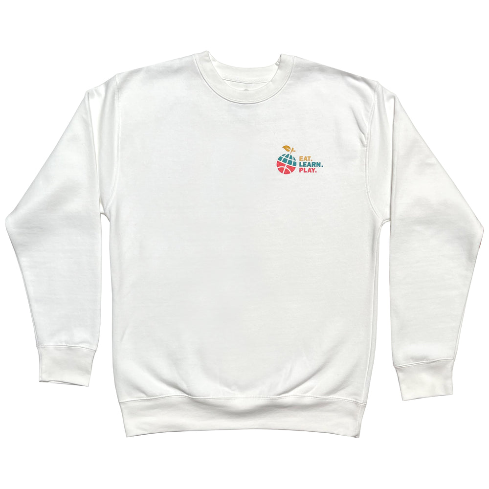 Eat. Learn. Play. 3-Icon Heavyweight Crewneck - White/Multi